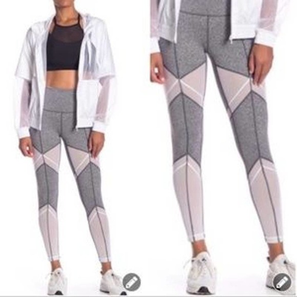 Zella Sun Salutation Grey/White Mesh Leggings size Small - Picture 1 of 8